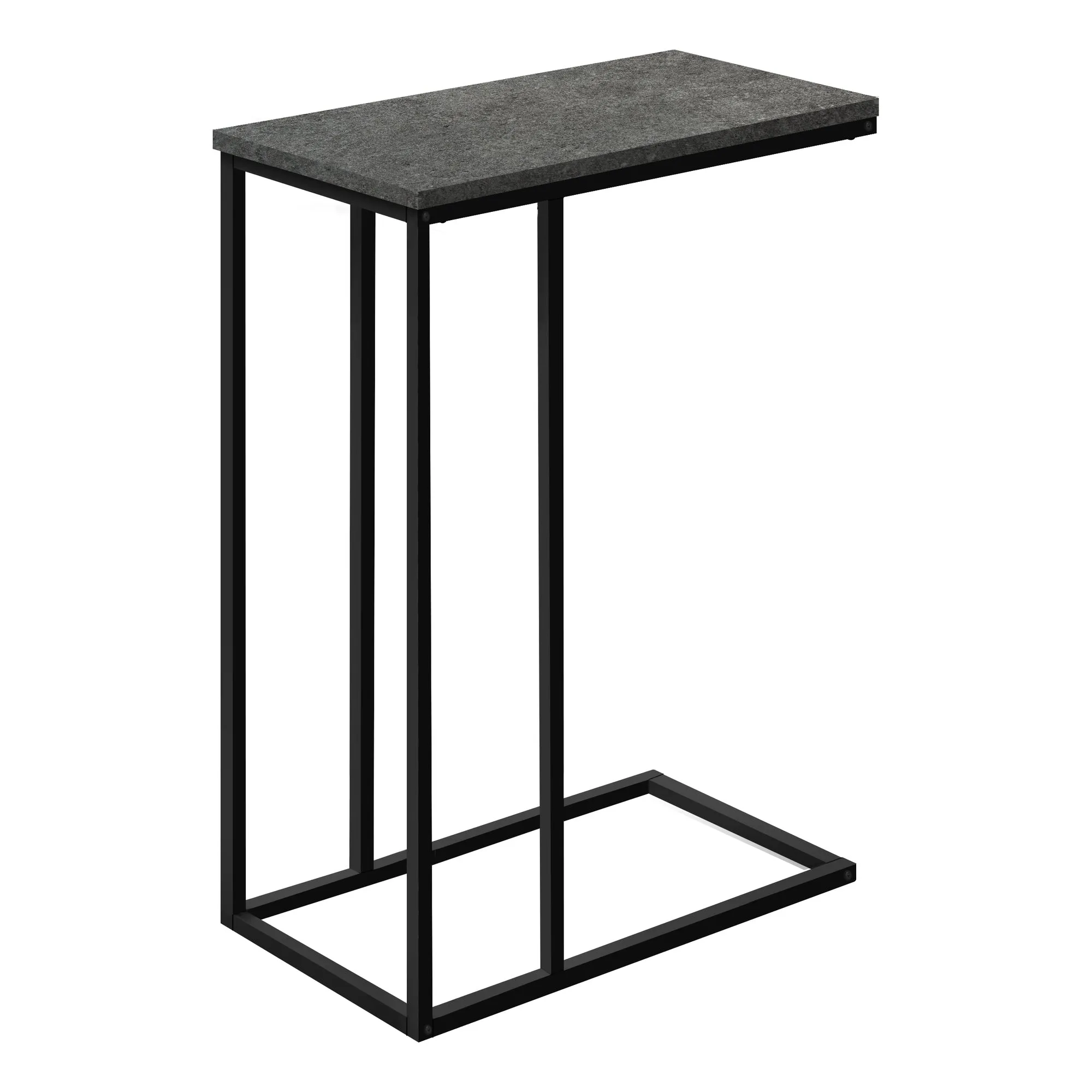 Accent Table - 25"H / Grey Stone-Look / Black Metal