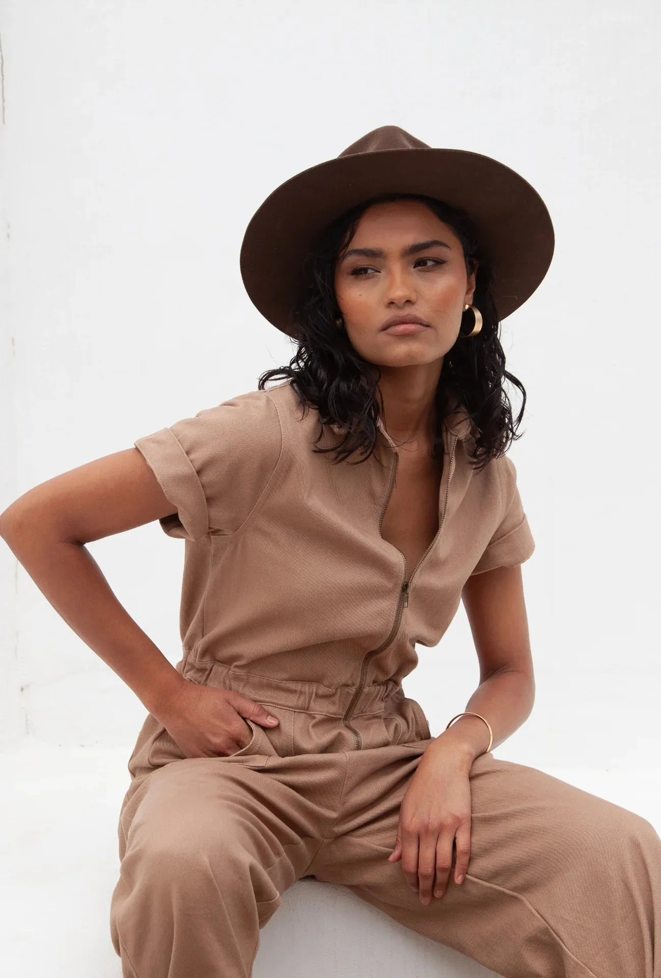 Adalita Jumpsuit - Mocha Denim