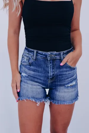 Aidan Acid Washed Denim Shorts - Dark