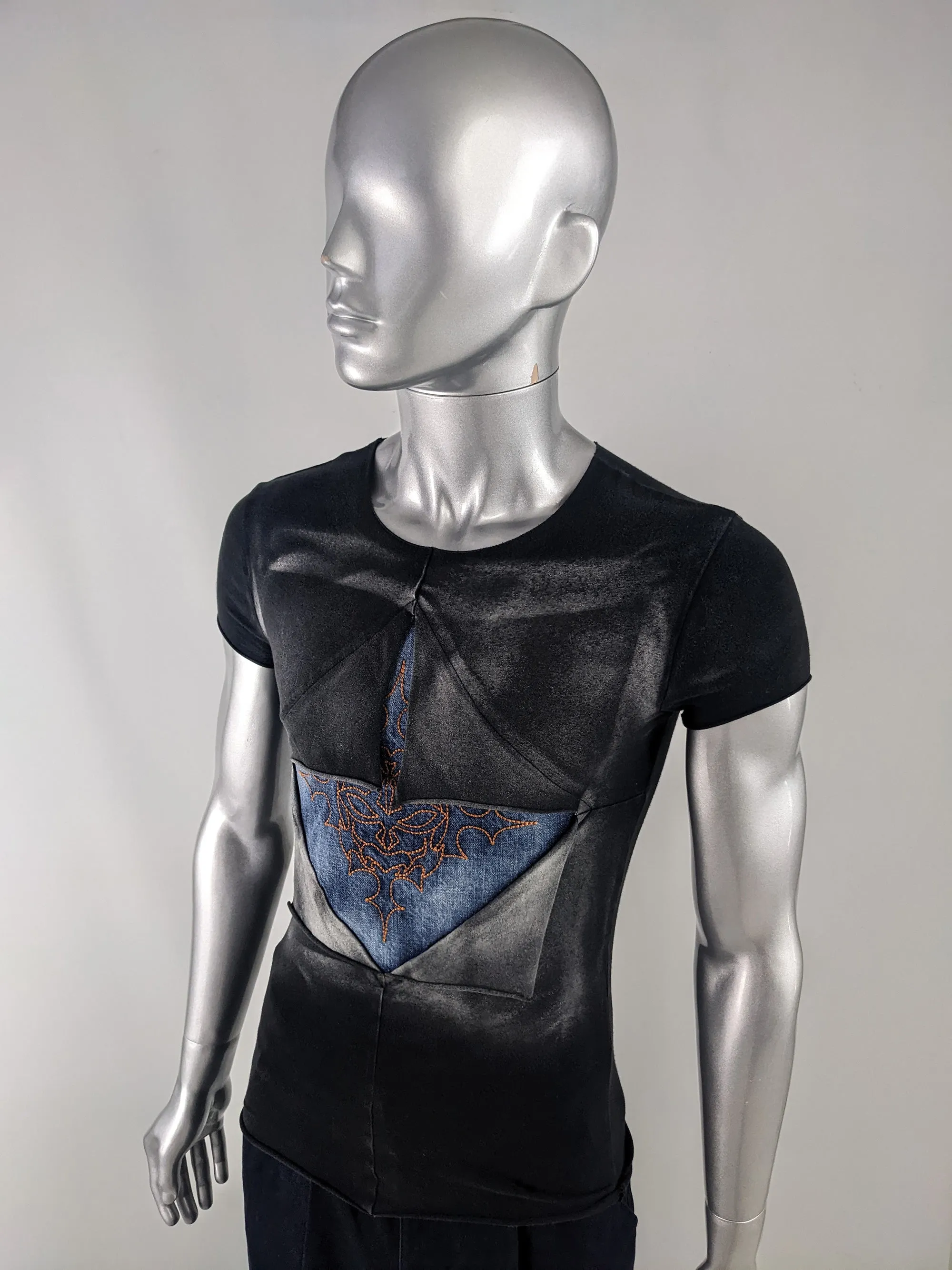 Andrew Mackenzie Mens Vintage Slashed Denim T-Shirt, Spring 2002