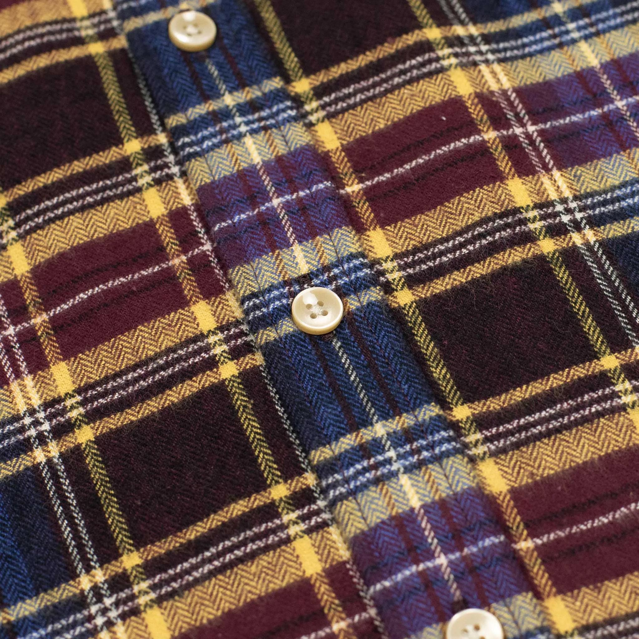 Apollo shirt in blue, wine, and yellow cotton flannel