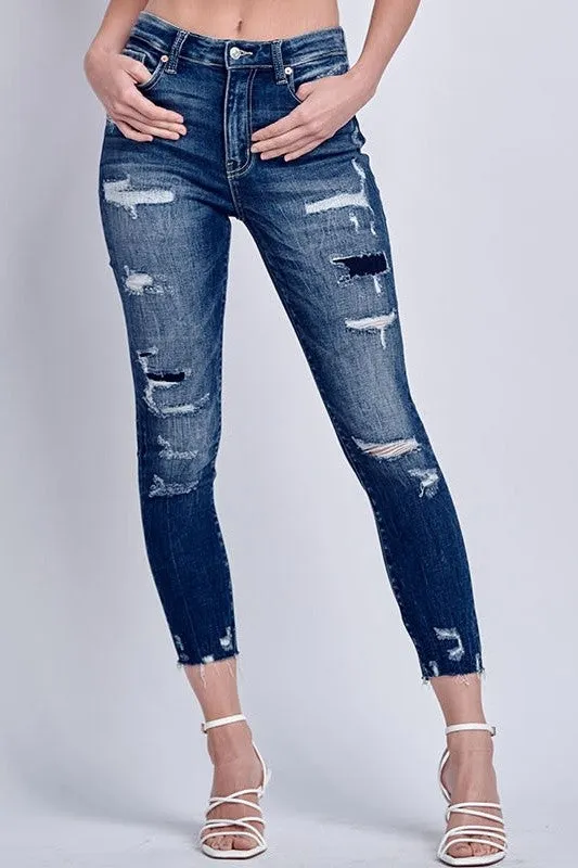 Arya High Rise Perfect Ankle Skinny With Repair Patch