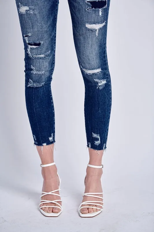 Arya High Rise Perfect Ankle Skinny With Repair Patch