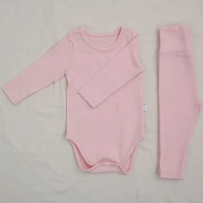 Baby Long Sleeve Onesie and Matching Pants Set (9 Colors)