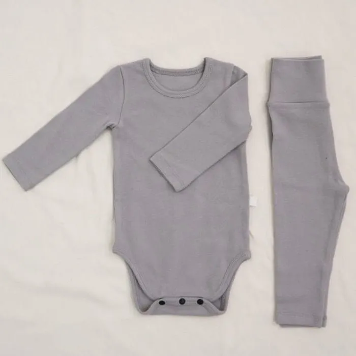 Baby Long Sleeve Onesie and Matching Pants Set (9 Colors)