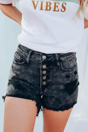 Bain Distressed Black Denim Shorts