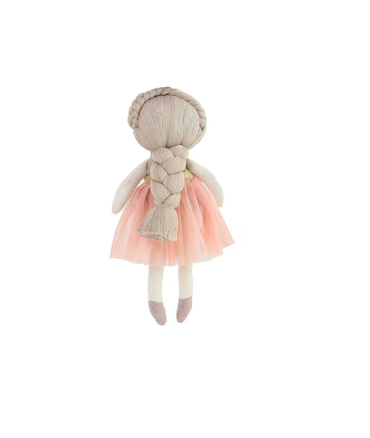 Ballerina Cotton Knitted Stuffed Soft Toy (Ivory, Pink & Lurex)