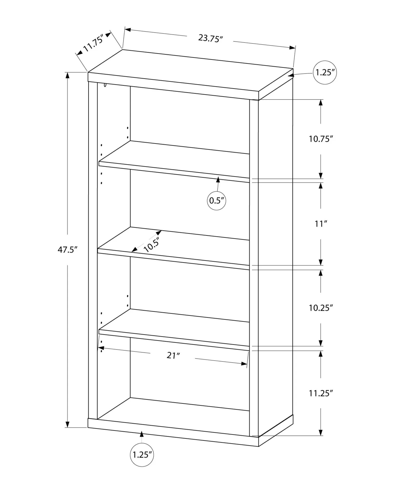 Bookcase - 48"H / Taupe Reclaimed Wood-Look/ Adj. Shelves