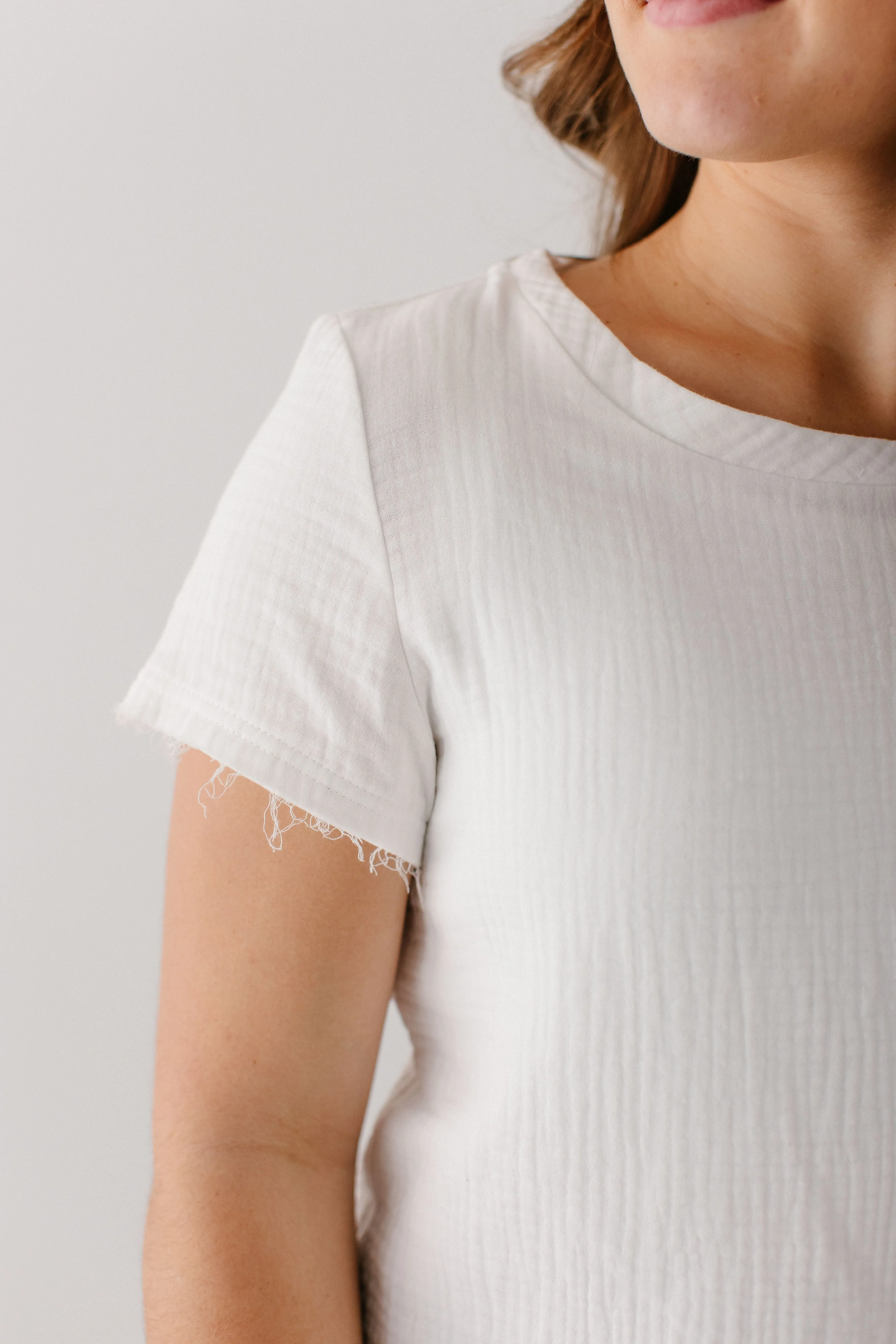 'Cassandra' Raw Hem Cotton Gauze Top FINAL SALE