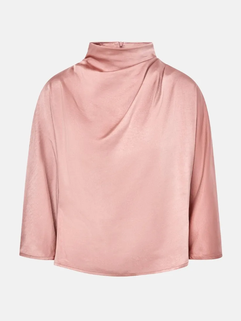 Celeste Cowl Neck Blush Pink Satin Top