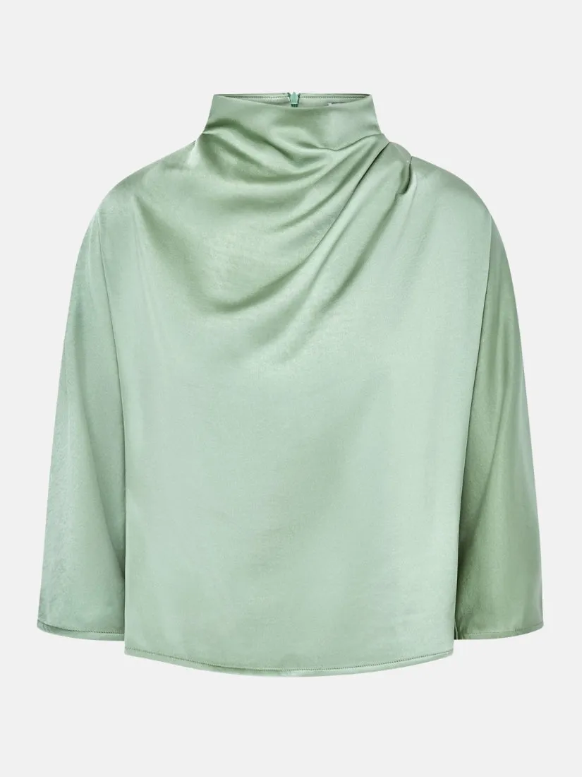 Celeste Cowl Neck Sage Green Satin Top