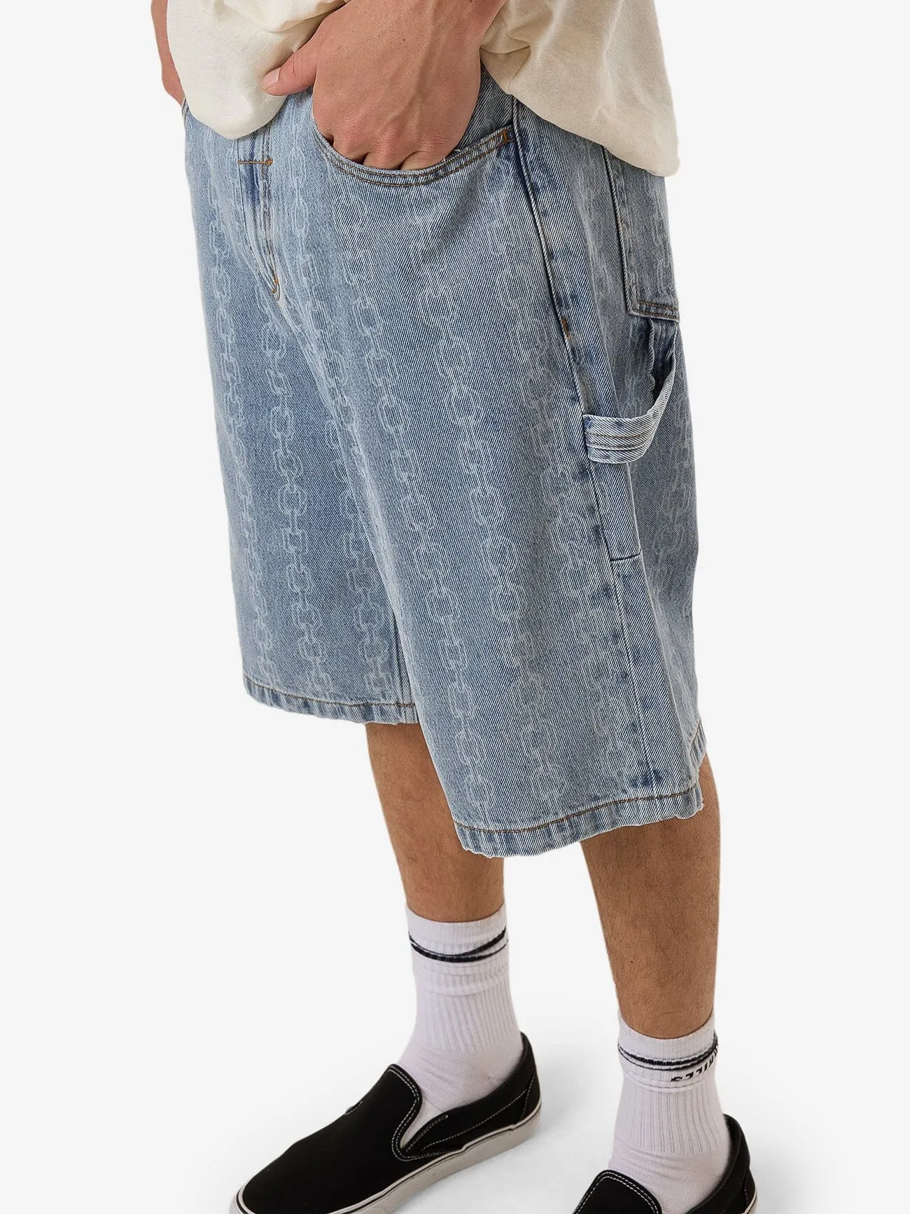 Chain Reaction Big Slacker Denim Short - Faded Rinse Indigo