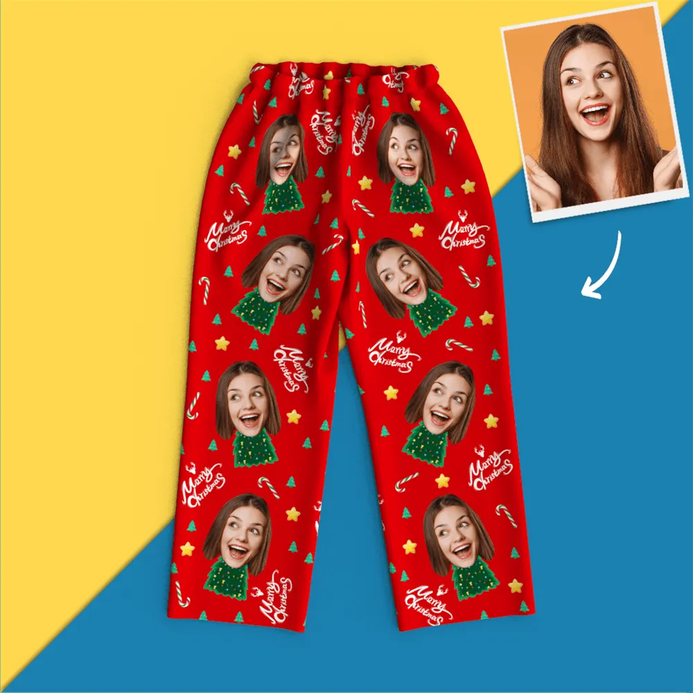 Christmas Gifts Custom Face On Pajamas Christmas Tree Pajamas