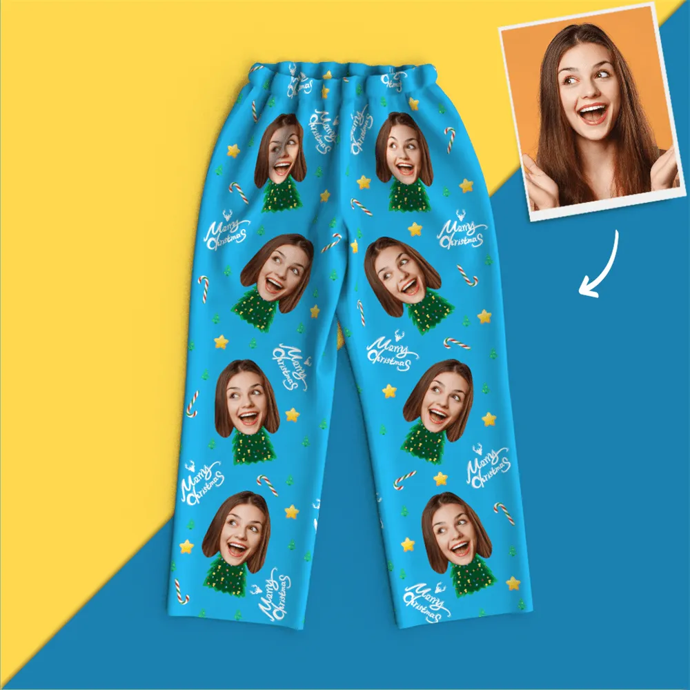 Christmas Gifts Custom Face On Pajamas Christmas Tree Pajamas