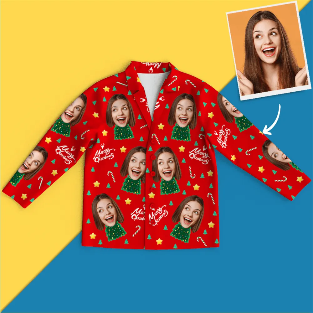 Christmas Gifts Custom Face On Pajamas Christmas Tree Pajamas