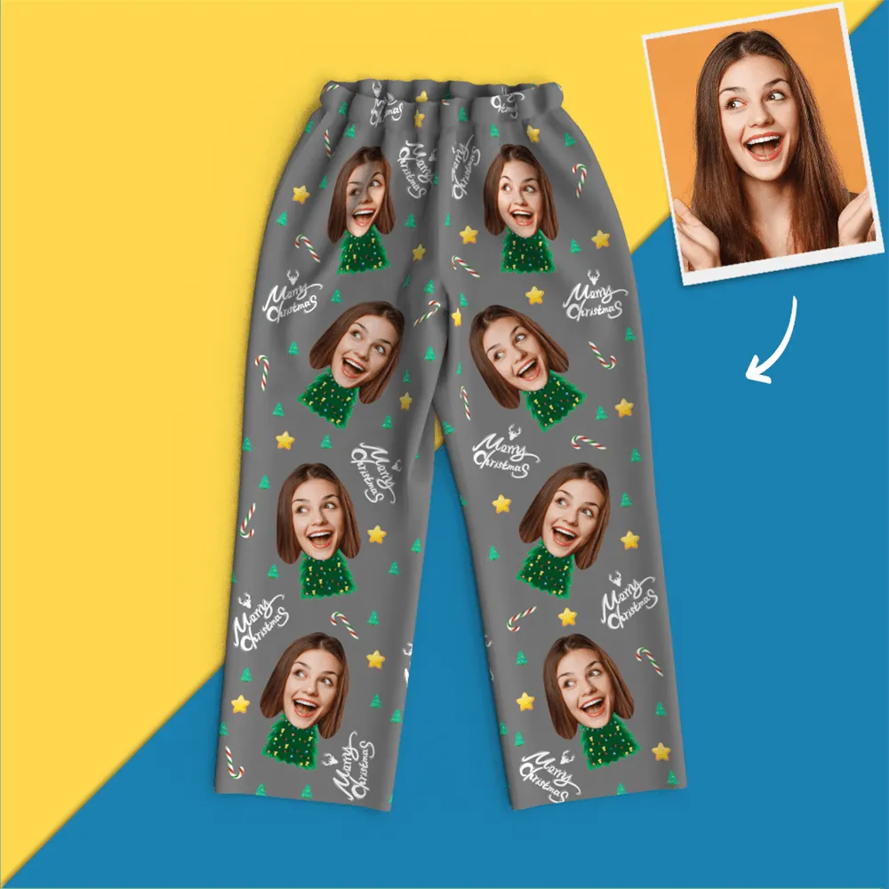 Christmas Gifts Custom Face On Pajamas Christmas Tree Pajamas