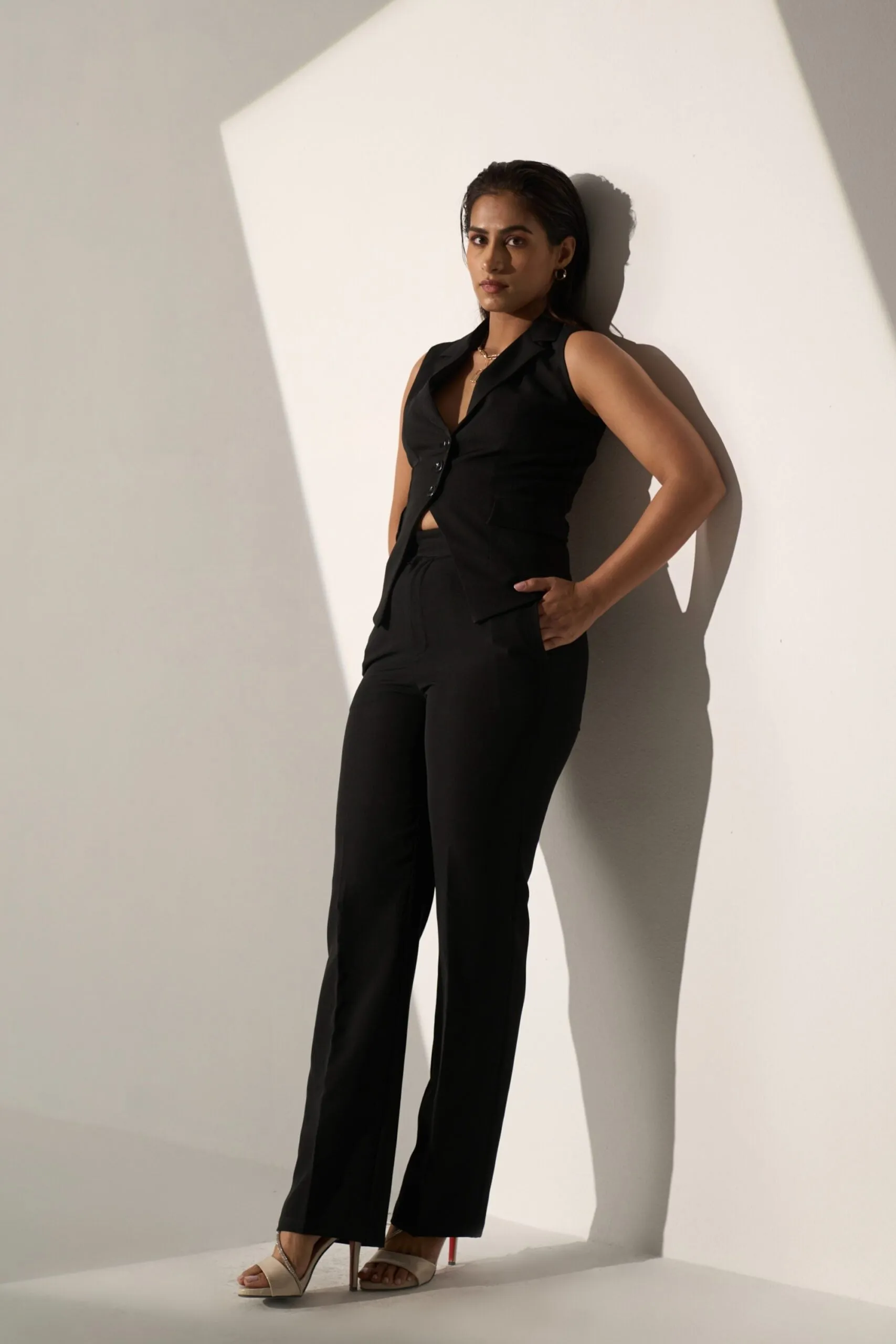 Classic Women's Waistcoat and Straight cut flared Pants