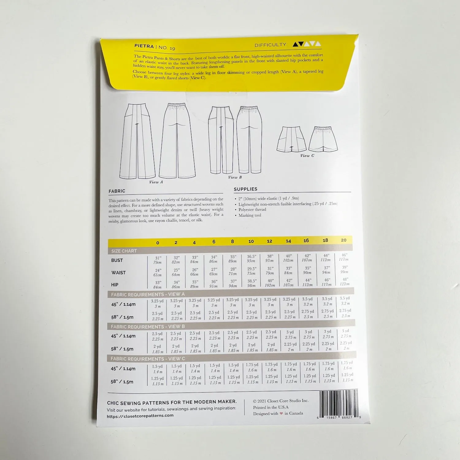 Closet Core Patterns : Pietra Pants & Shorts