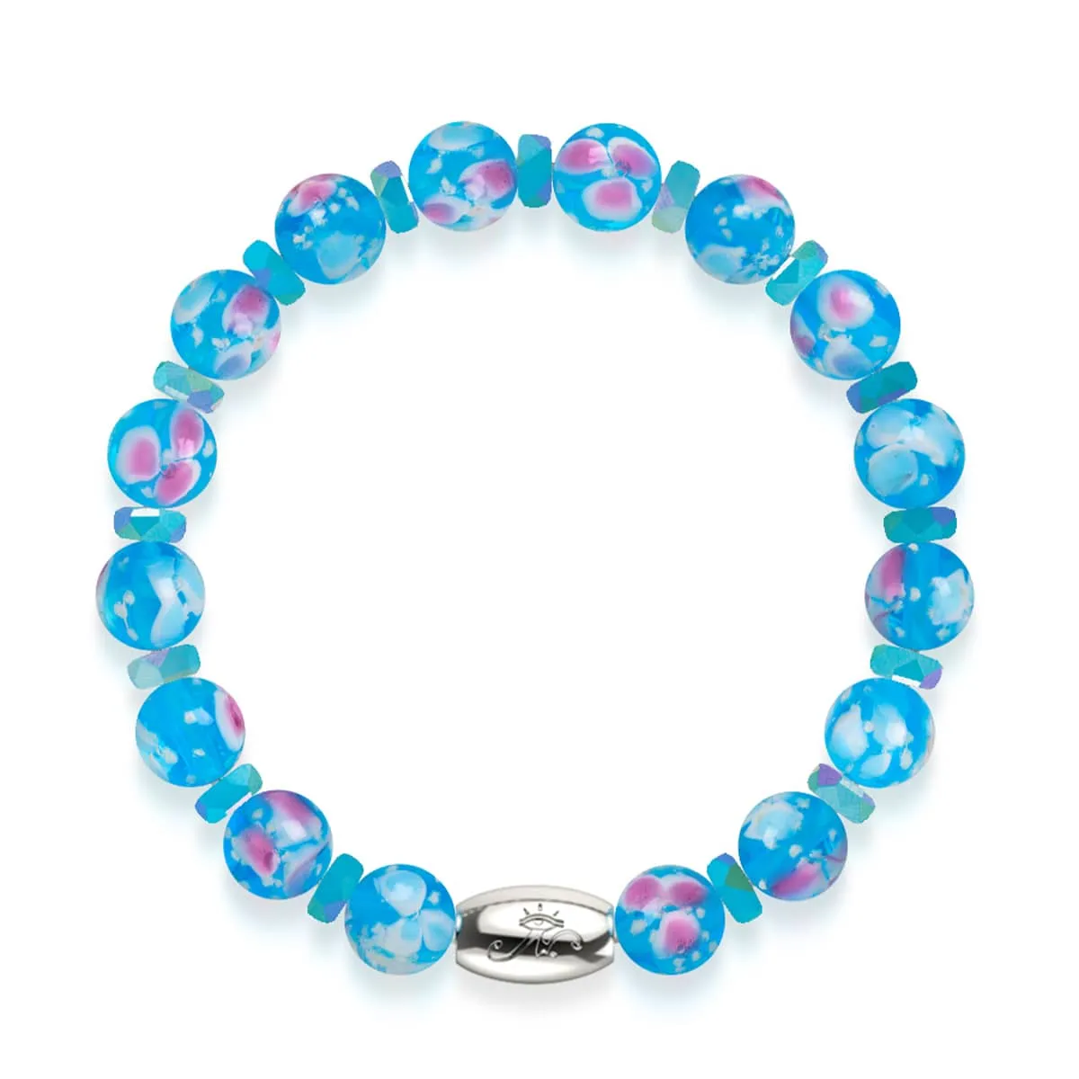 Cornflower Blooms | .925 Sterling Silver | Firefly Glass Blossom Bracelet