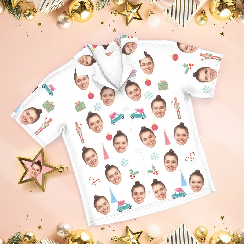 Custom Face Pajamas Christmas Pajamas Snowflakes and Cars