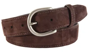 Dark Brown Suede Belt, Soho Buckle (Brushed Silver)