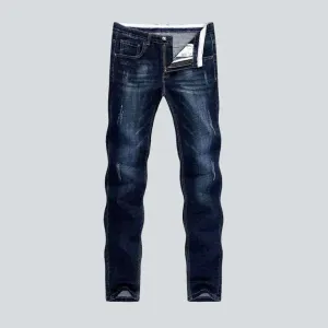 Dark wash sanded men's jeans