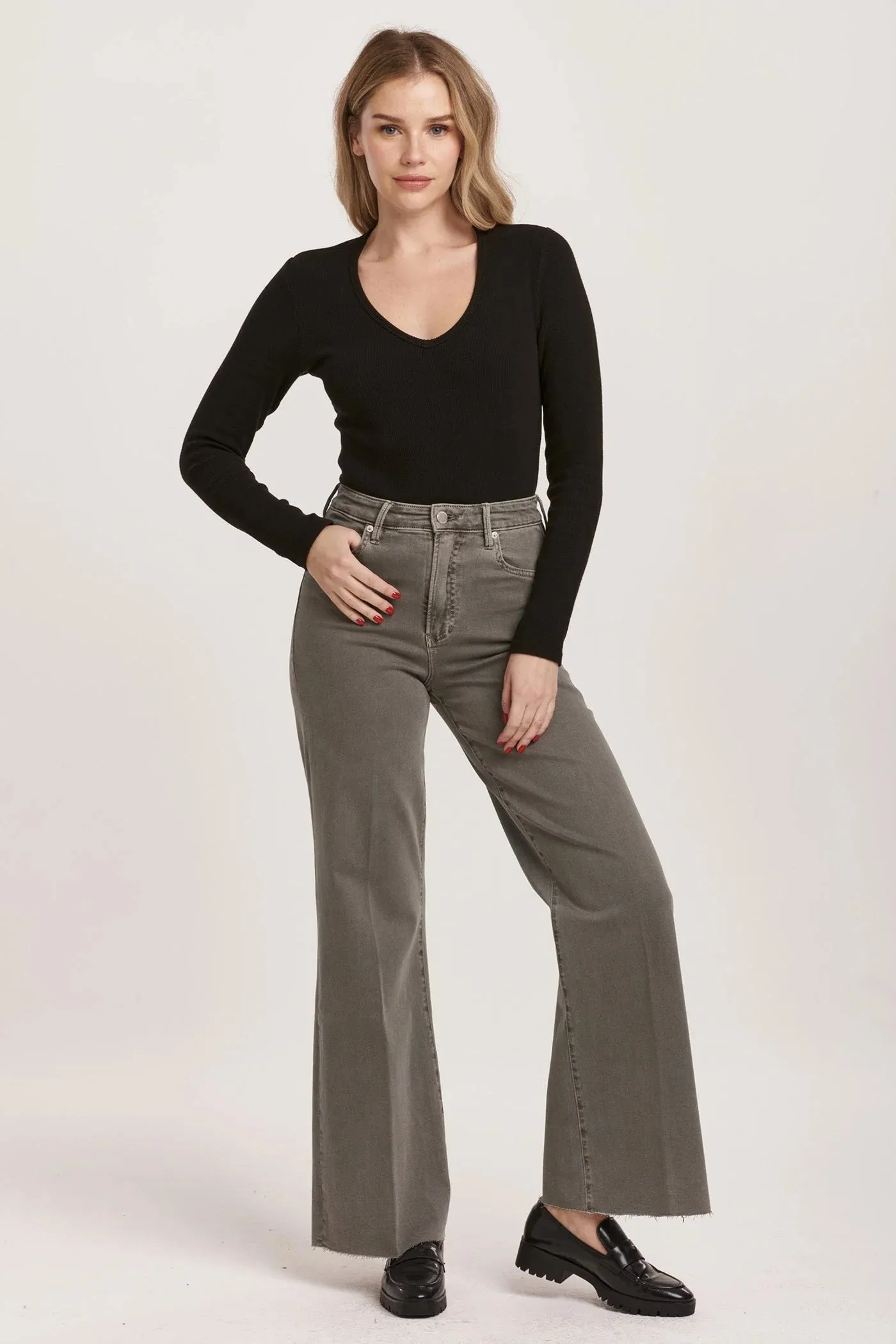 Dear John Fiona High Rise Wide Leg Jean in Graphite