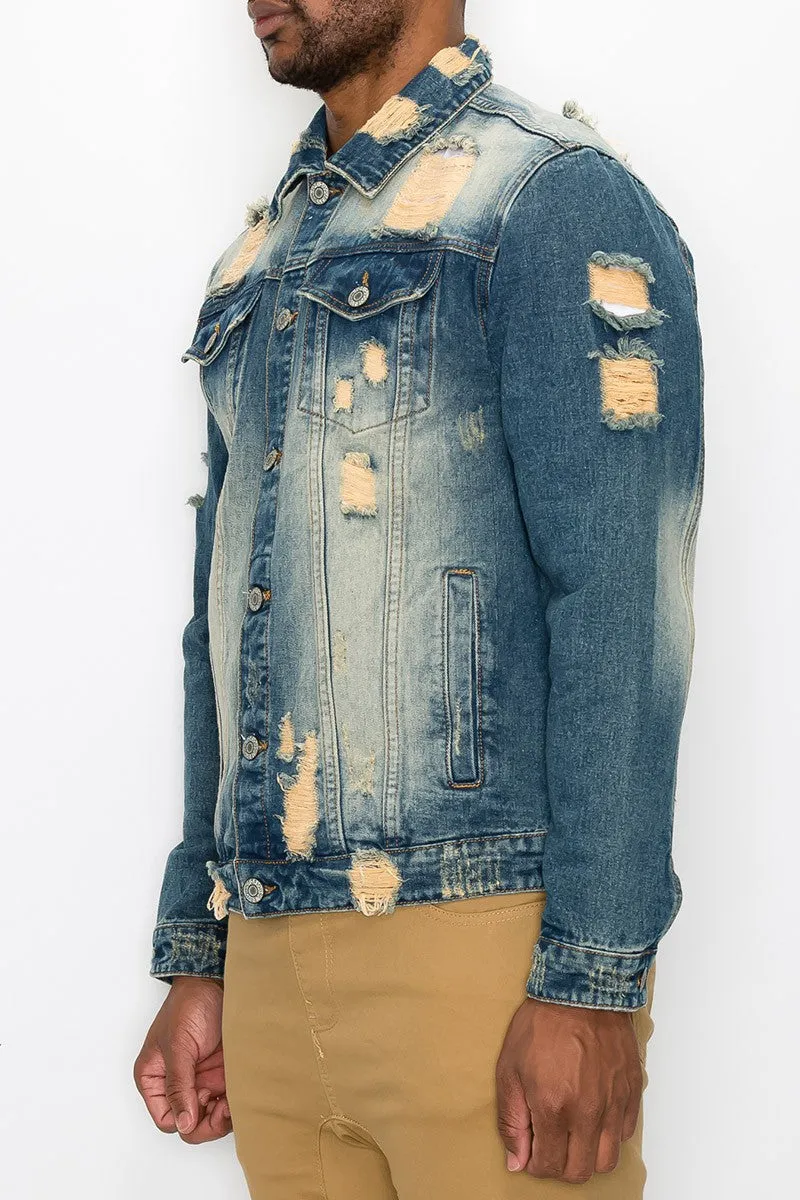 Distressed Faded Denim Jacket