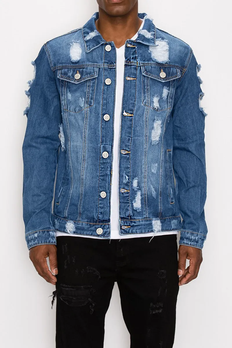 Distressed Faded Denim Jacket