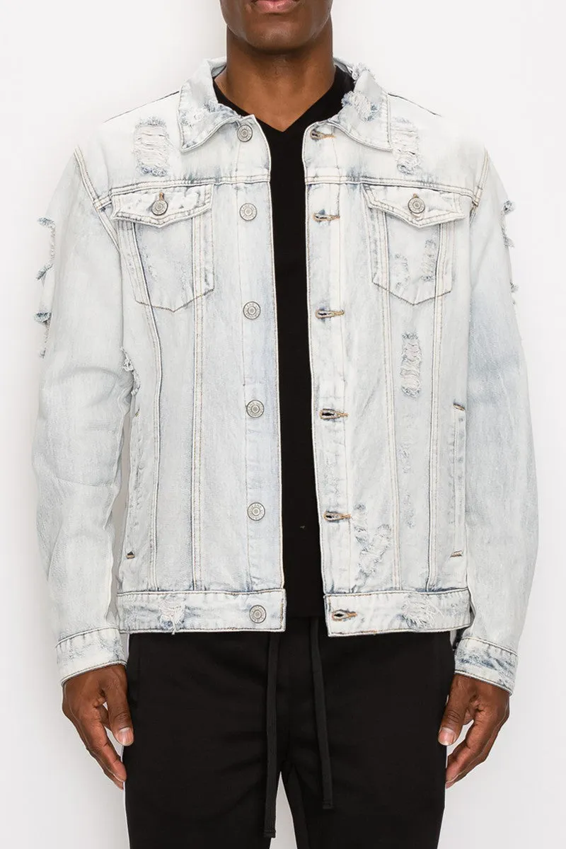 Distressed Faded Denim Jacket