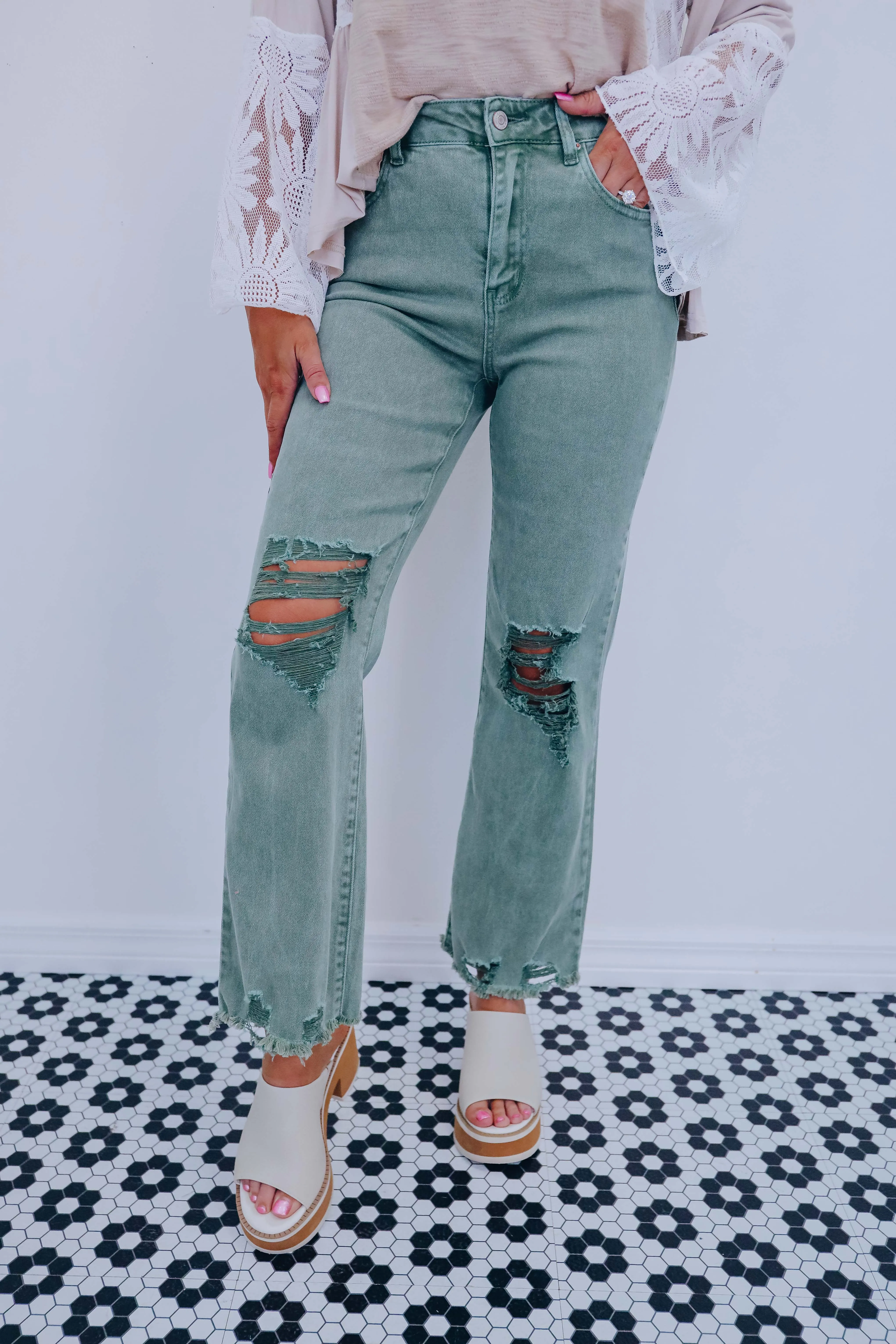 Drayke Distressed Frayed Hem Jeans - 9 Colors