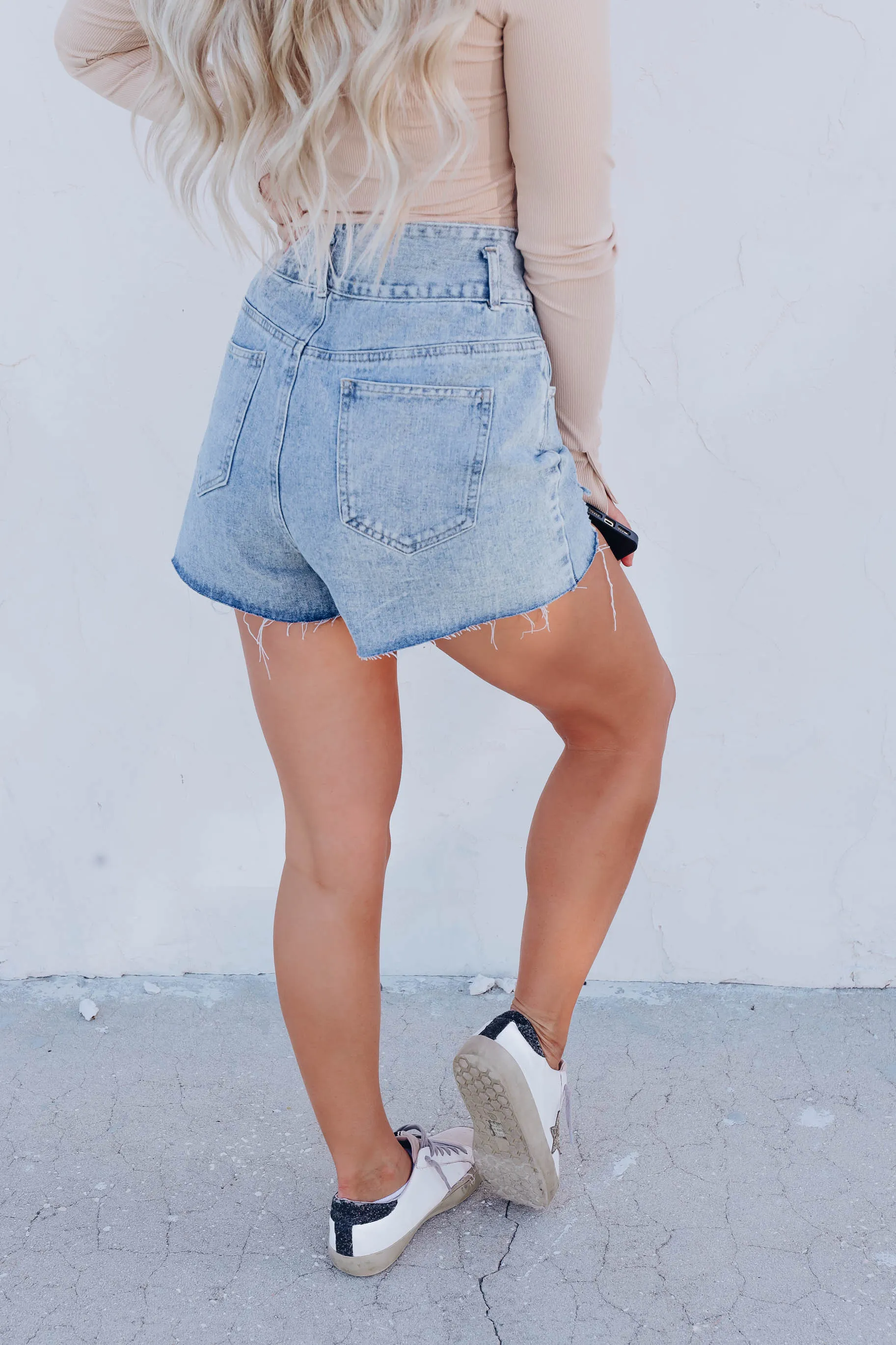 Duffy Distressed Hem Denim Shorts