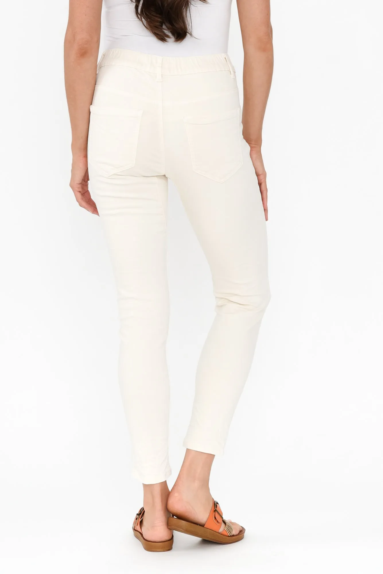 Ellery Cream Cotton Stretch Jeans