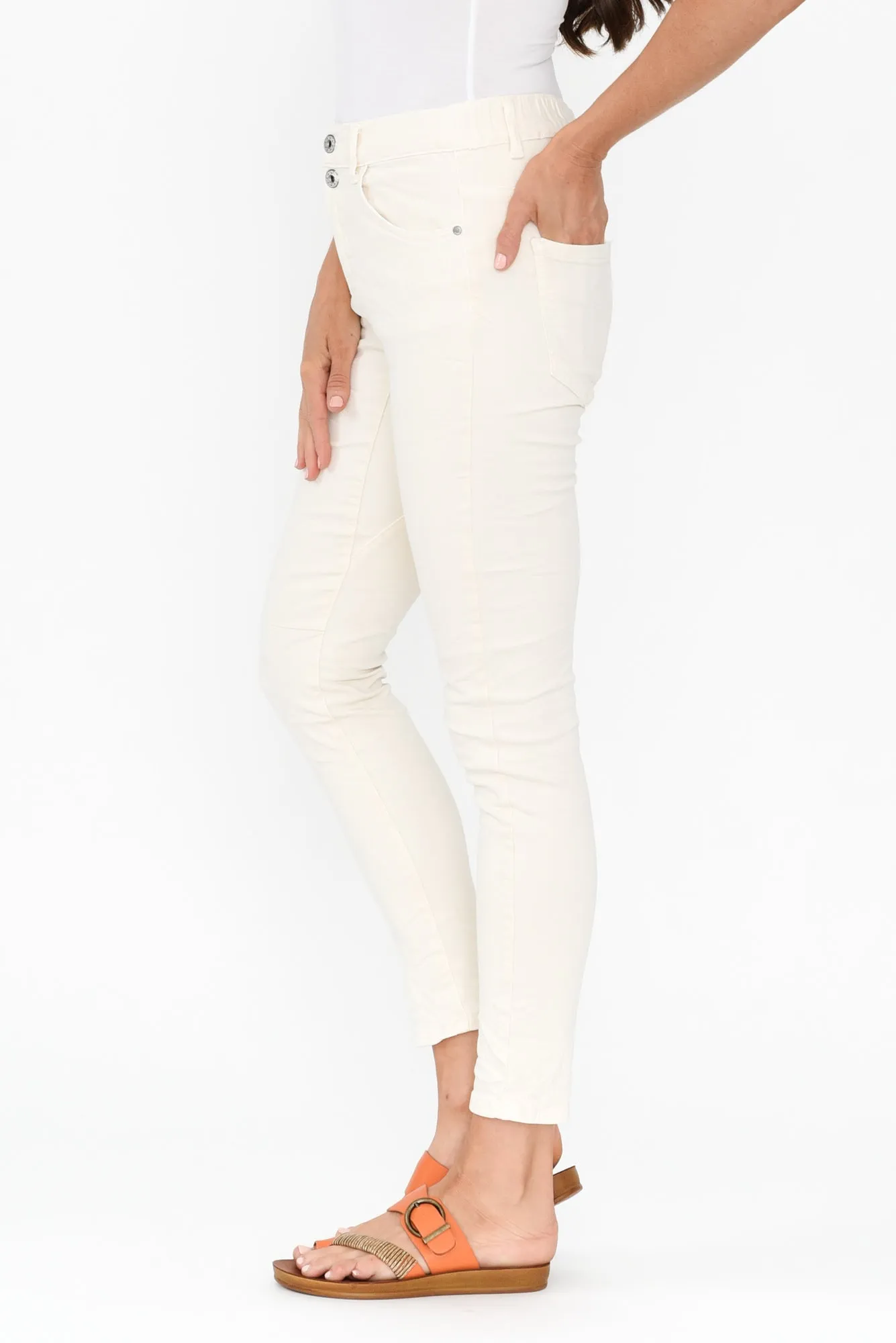 Ellery Cream Cotton Stretch Jeans