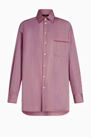 Etro Oversized Striped Cotton Shirt - Red