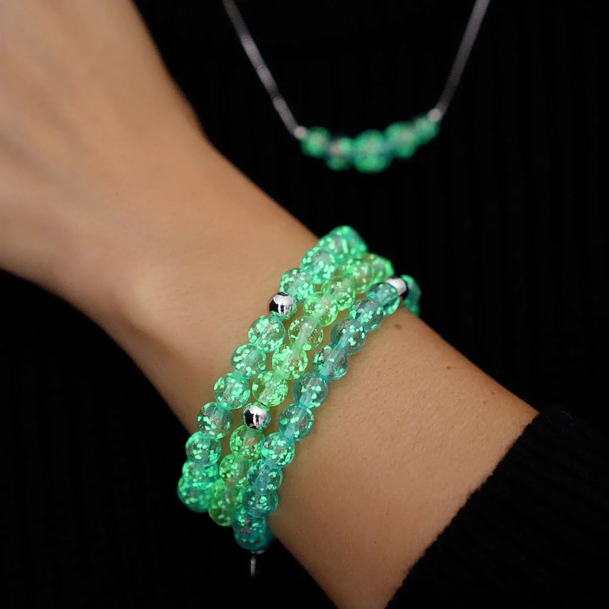 Evergreen | .925 Sterling Silver | Firefly Glass Bracelet