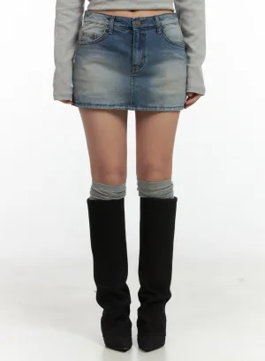 Faded Denim Mini Skirt CO417