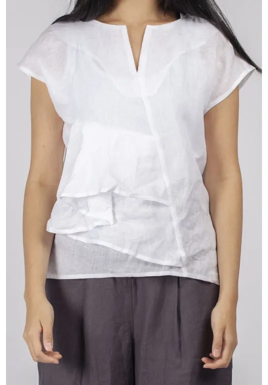 Fuzuki Fold Top in White