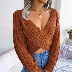 Glow Chic's Cross Twisted Cropped Sweater