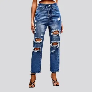 Grunge women's medium-wash jeans