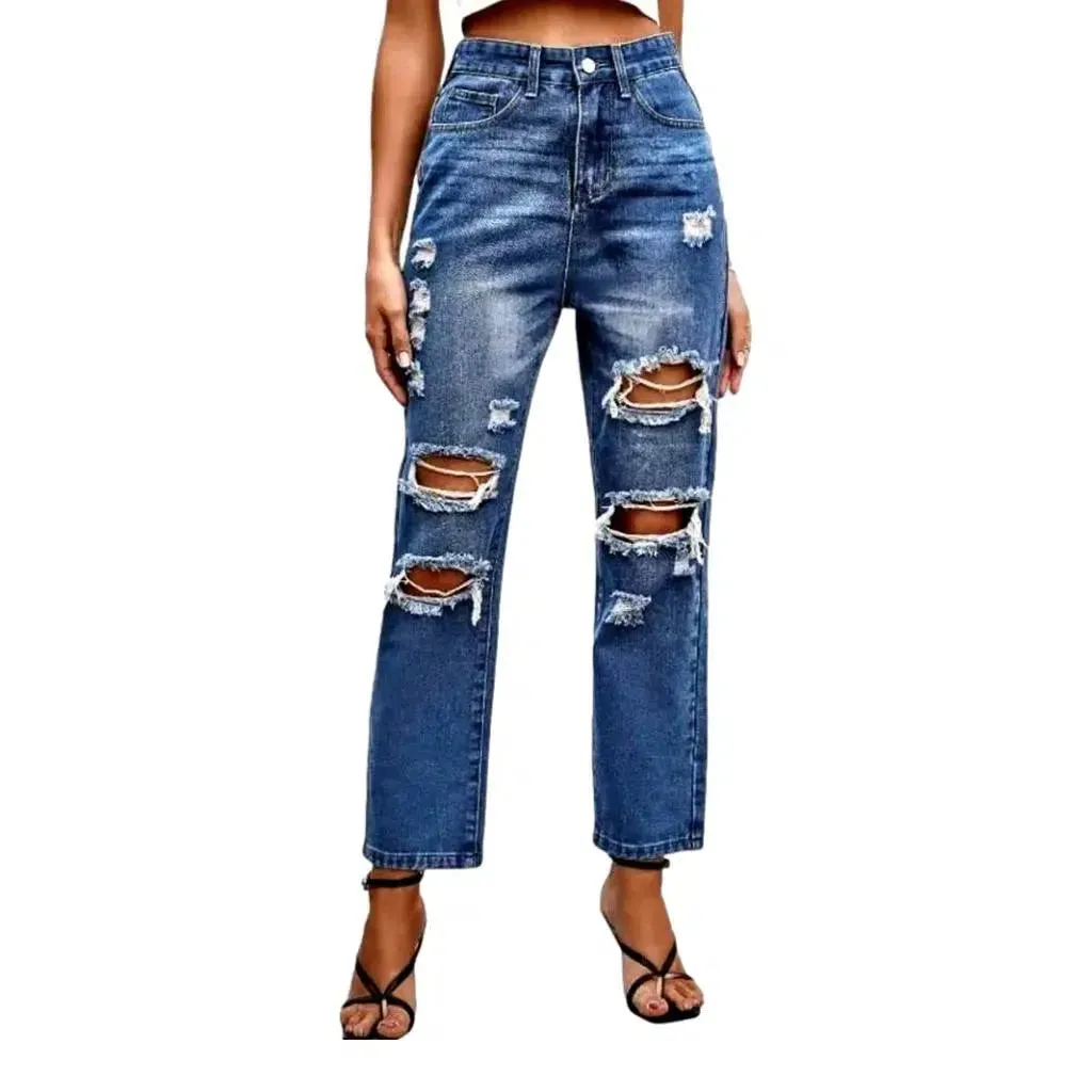 Grunge women's medium-wash jeans