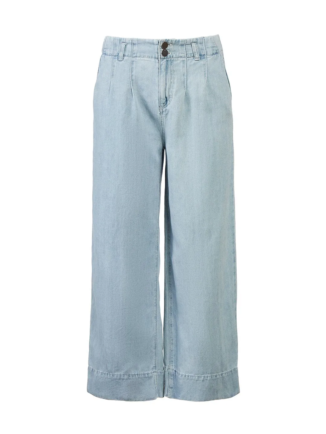 High Waist Wide Leg Crop Jeans in Light Indigo Wash in Light Indigo Wash