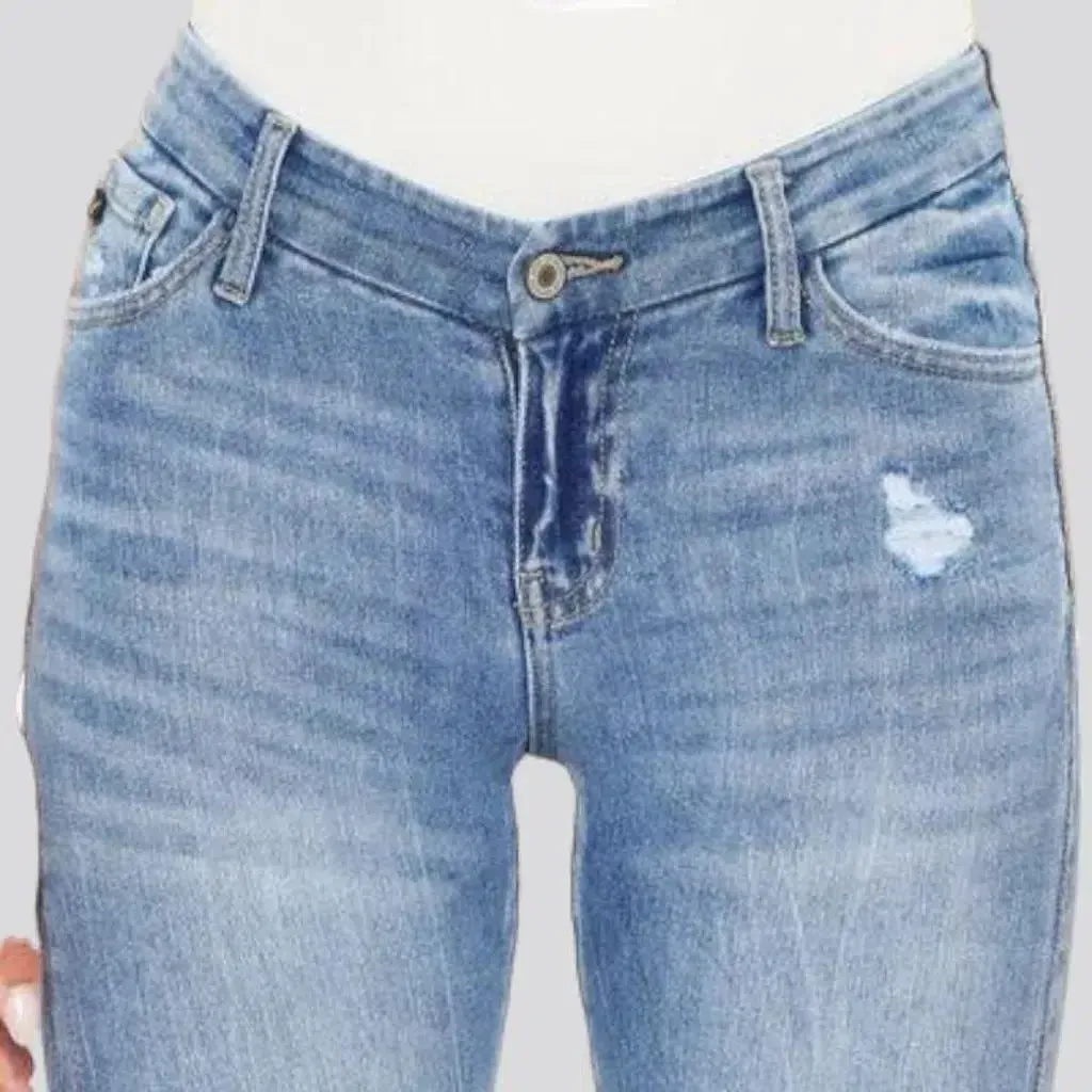 High-waist women's light-wash jeans