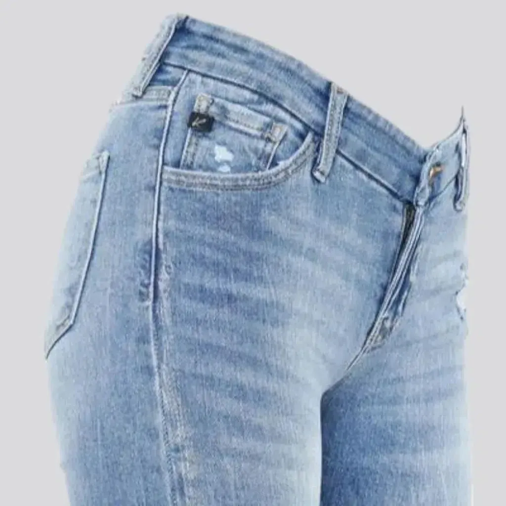 High-waist women's light-wash jeans