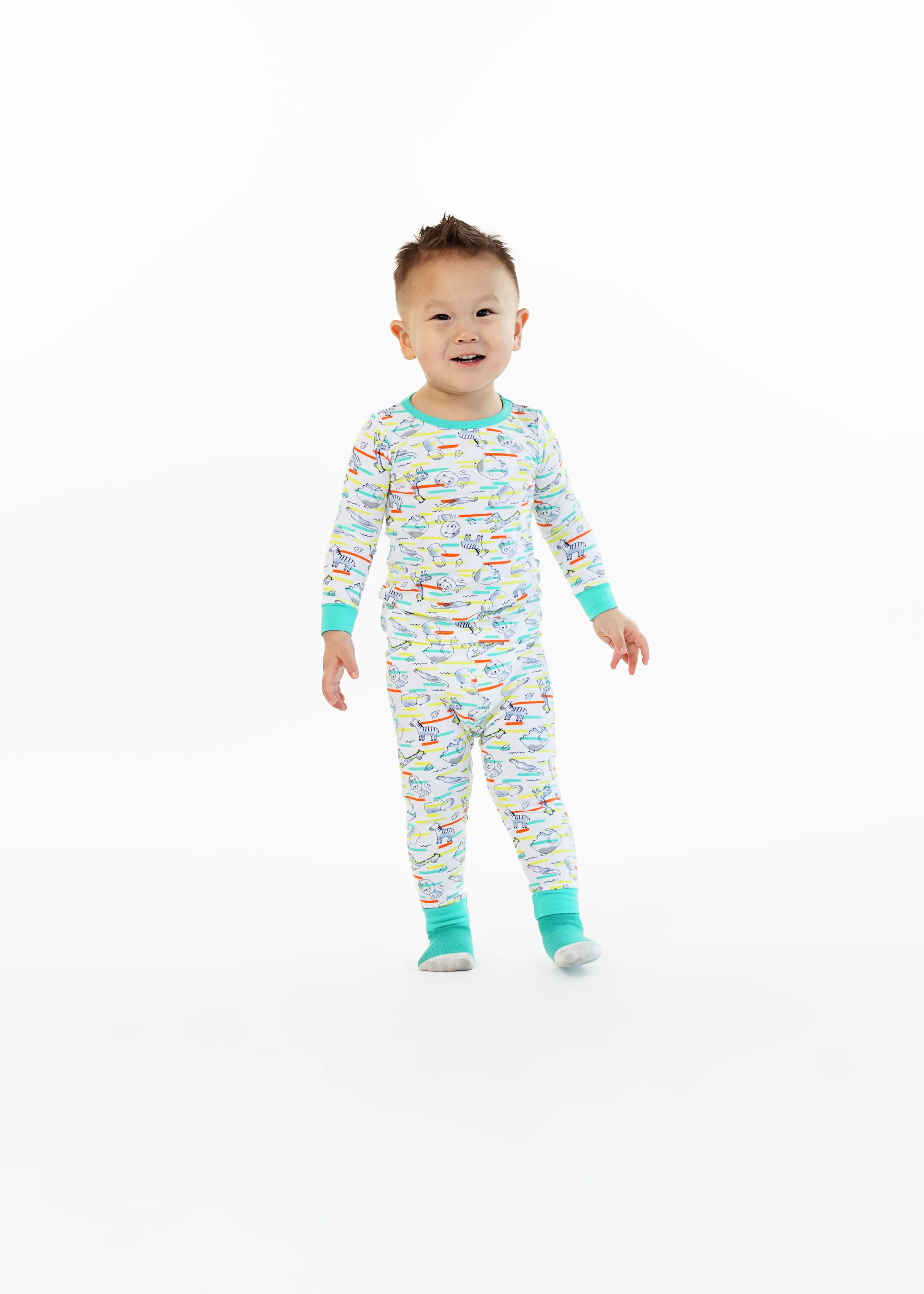 Infant/Toddler Boys Neon Zoo Snug Fit 2-Piece Pajama Sleep Set With Matching Socks