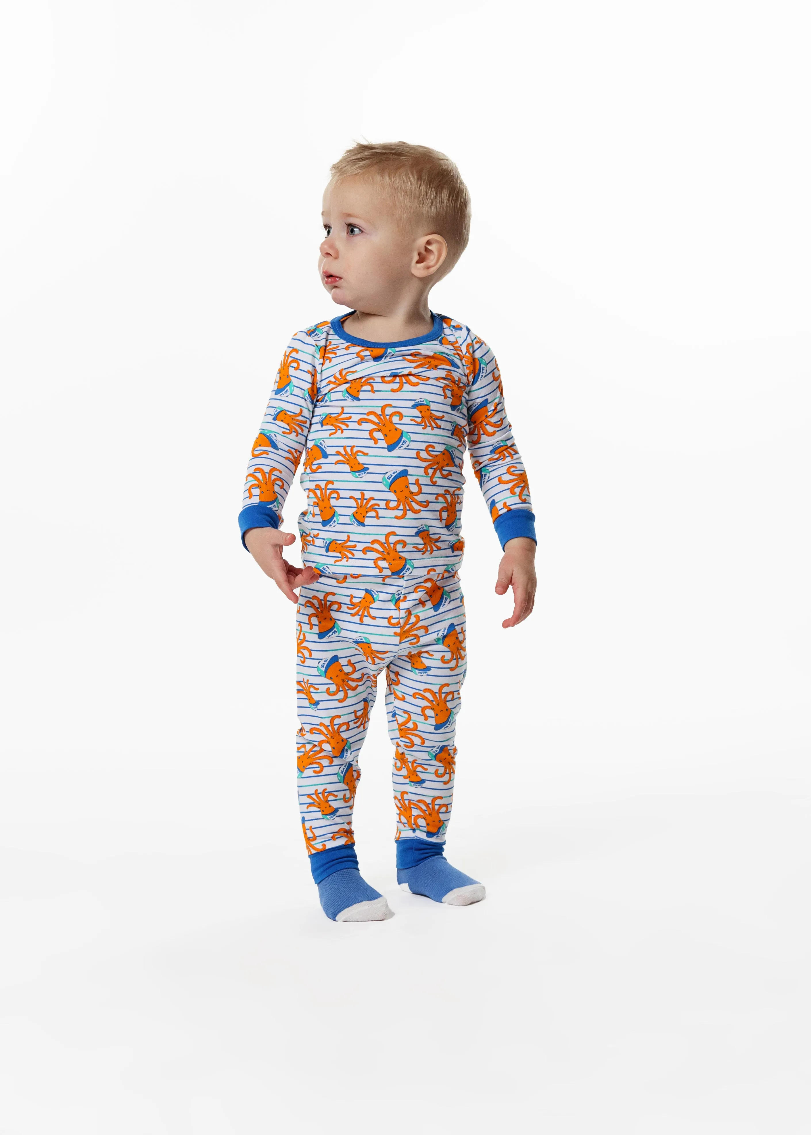 Infant/Toddler Boys Sea Ya! Octopus Snug Fit 2-Piece Pajama Sleep Set With Matching Socks