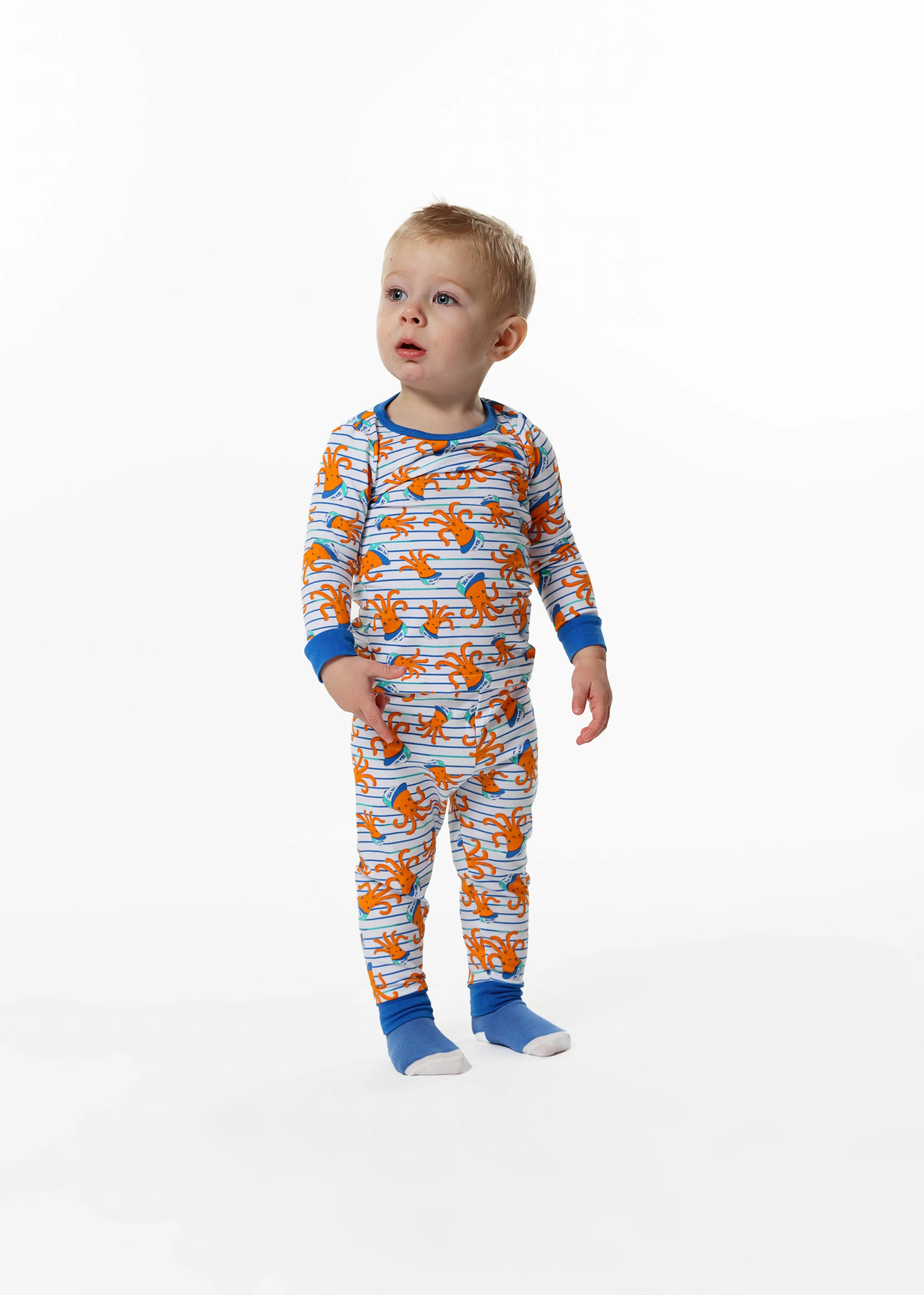 Infant/Toddler Boys Sea Ya! Octopus Snug Fit 2-Piece Pajama Sleep Set With Matching Socks