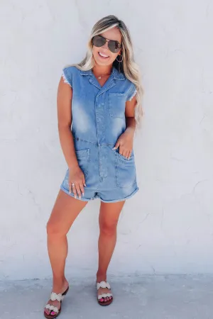 Jackson Denim Collared Romper