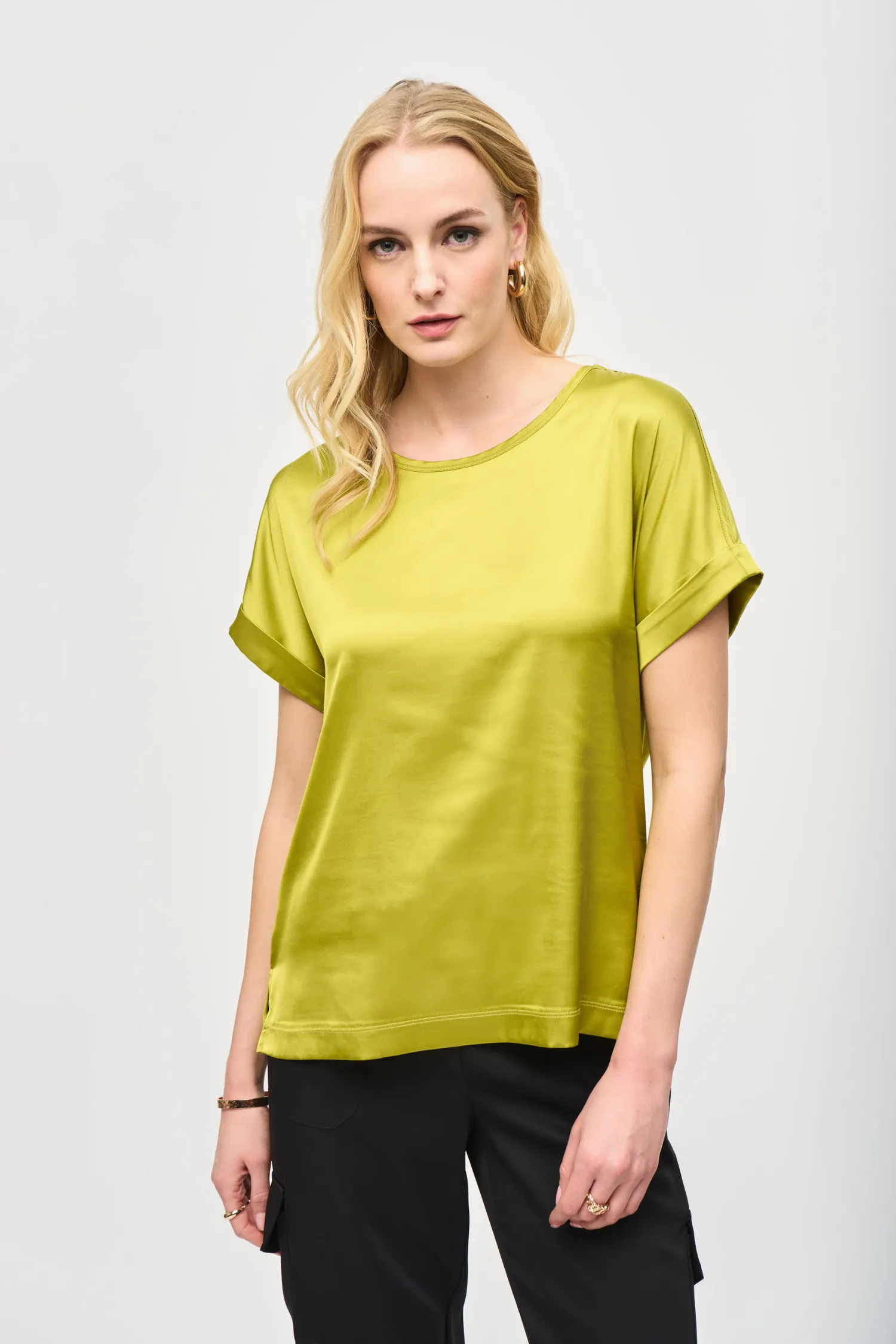 Joseph Ribkoff Satin Front Short Sleeved Top - Style 243912