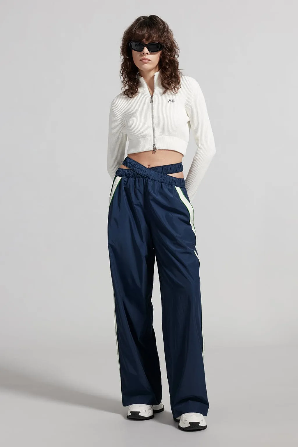 Low Waist Wide-Leg Sporty Trousers